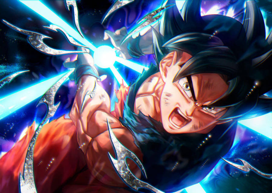 Goku Anime 3D Efectuând Atacul Dragon Ball în 8K Fundal