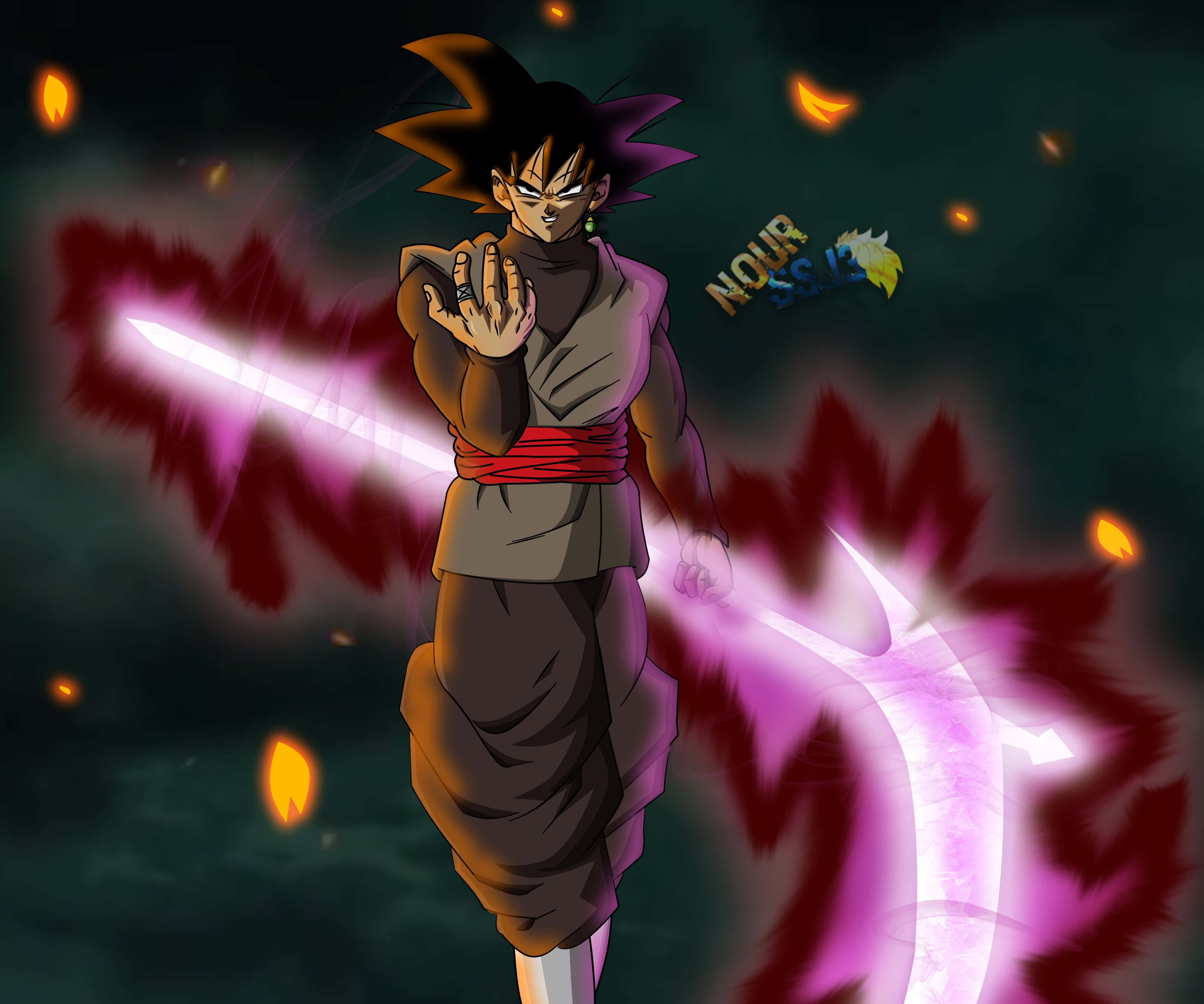 Goku Black în forță deplină și înfricoșător Fundal