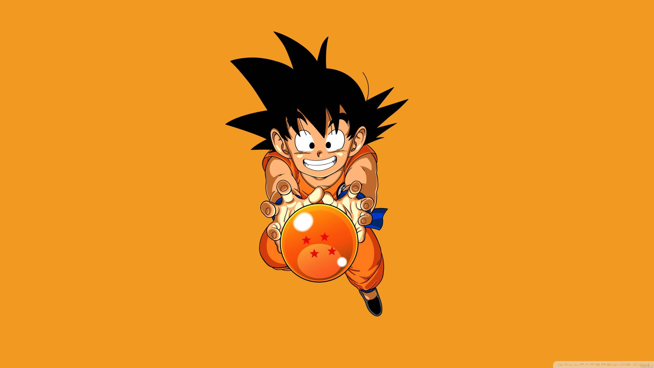 „Goku copil ținând cu mândrie bila dragonului cu 4 stele” Fundal