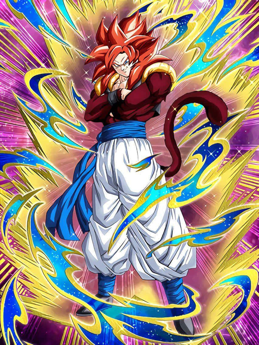 Goku cu brațele încrucișate Super Saiyan 4 Fundal