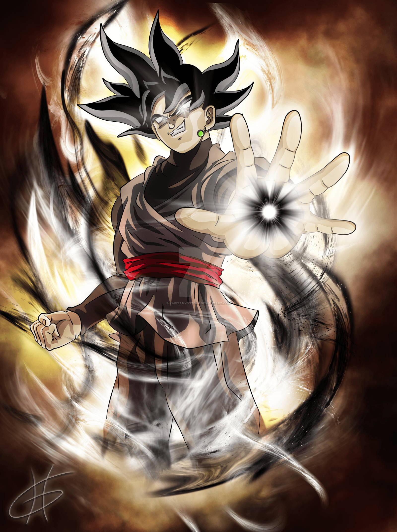 Goku dezlănțuindu-și puterea de Super Saiyan Fundal