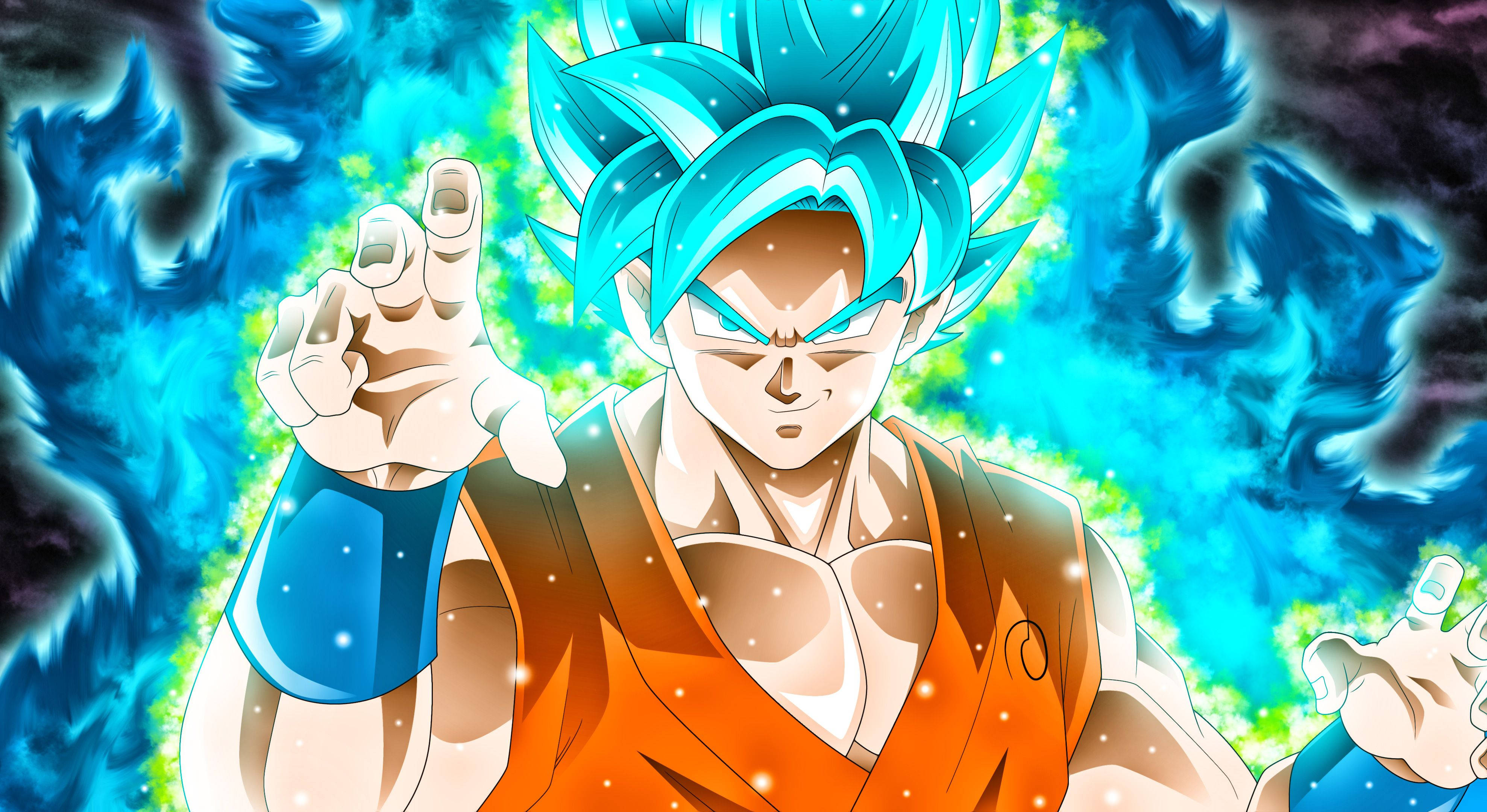 Goku în flăcări este gata de luptă Fundal