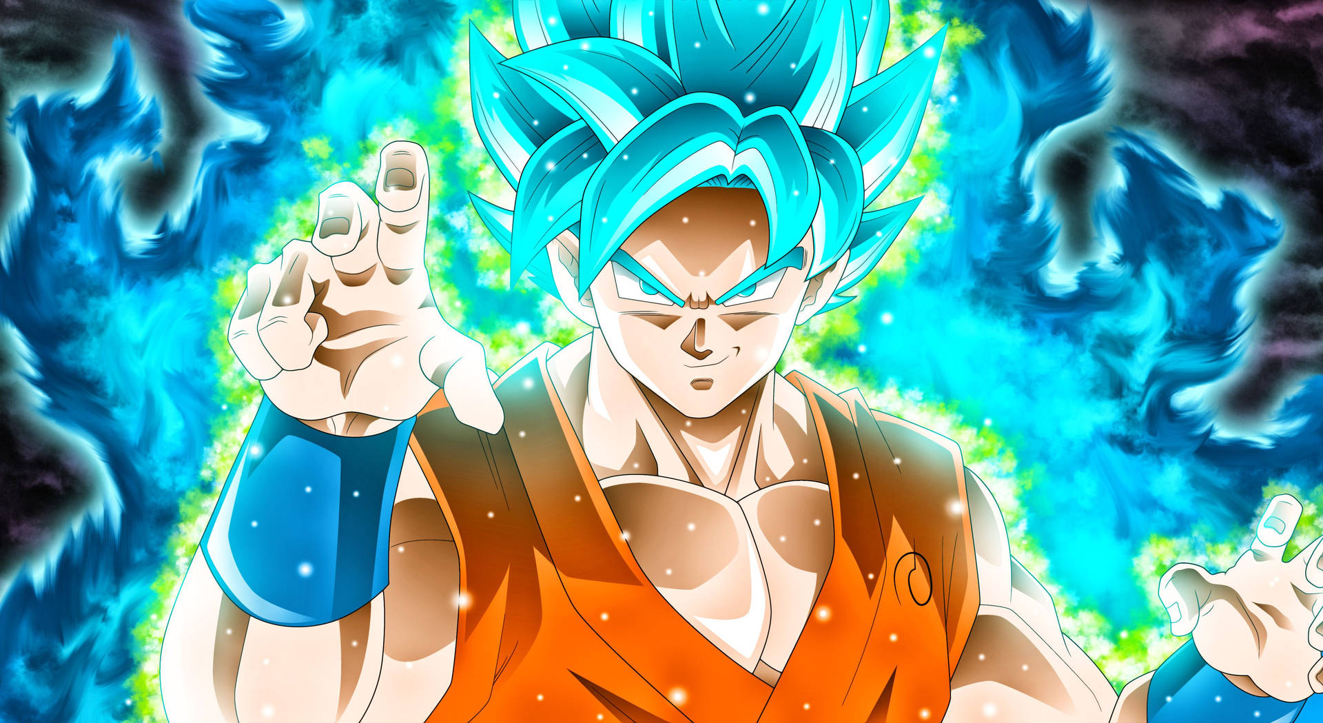 Fundal de ecran cu Goku în flăcări, gata de luptă. — Goku Fundal