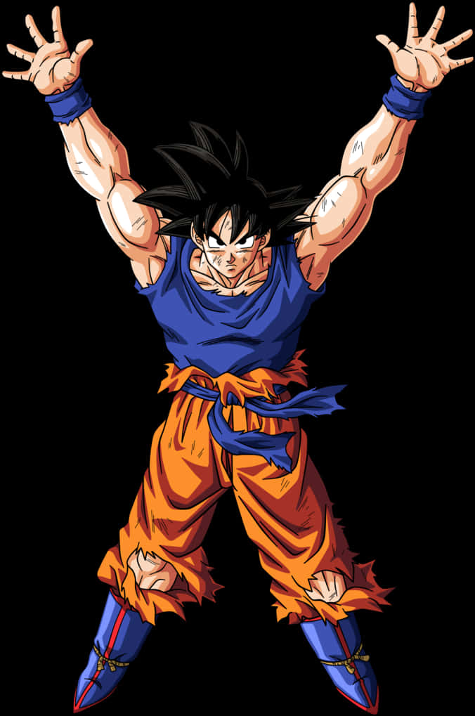Goku în Poziție de Încărcare a Puterii Fundal