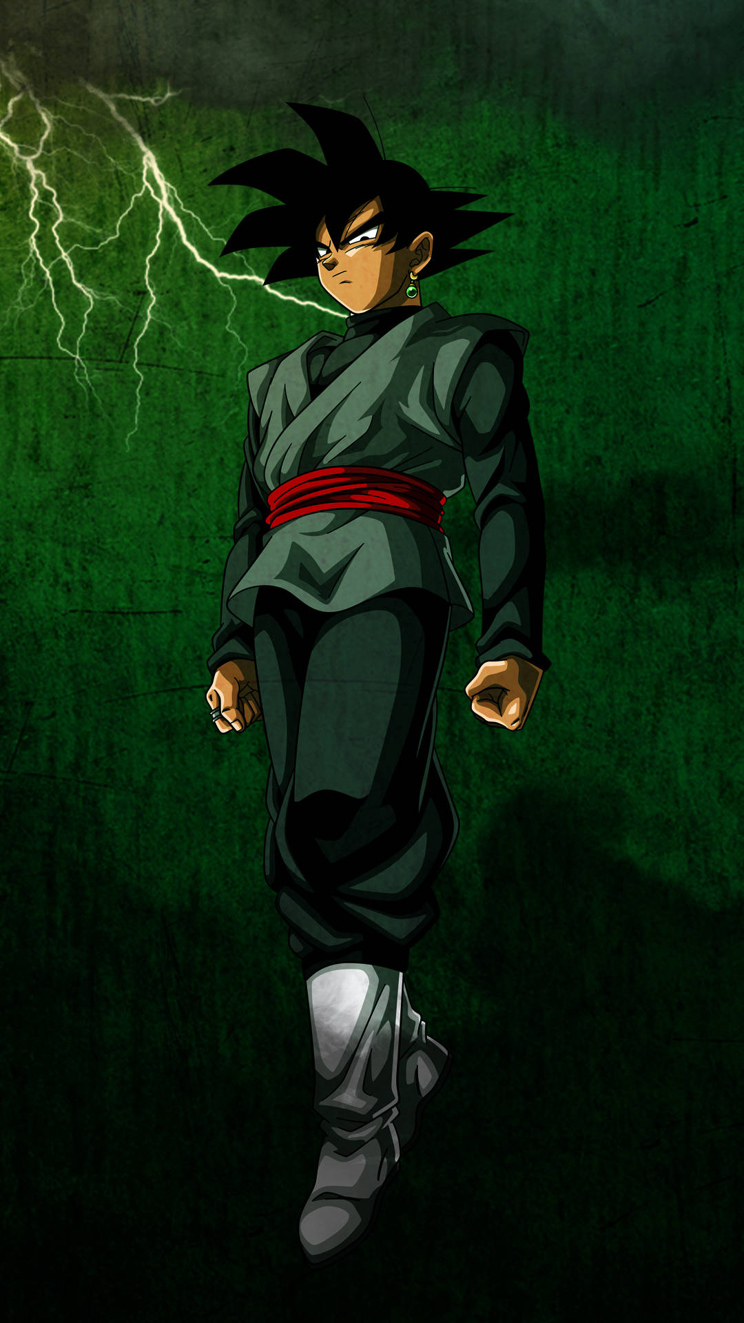 Goku Negru cu Aura Verde - Fundal de telefon anime Fundal