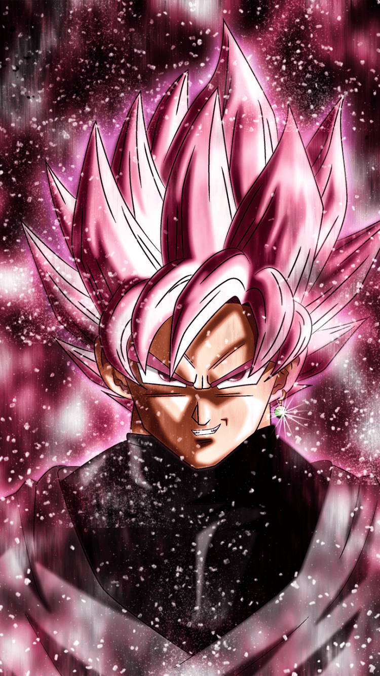 Goku negru cu efect de sclipici roz Fundal