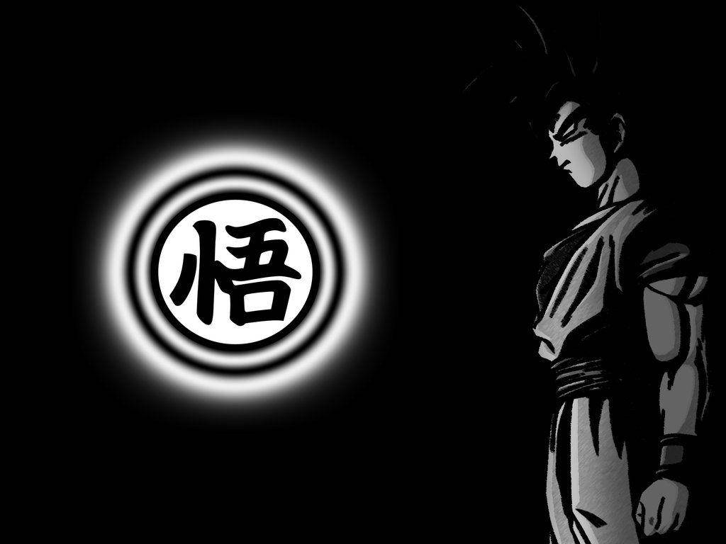 Goku Negru cu Logo Japonez Fundal