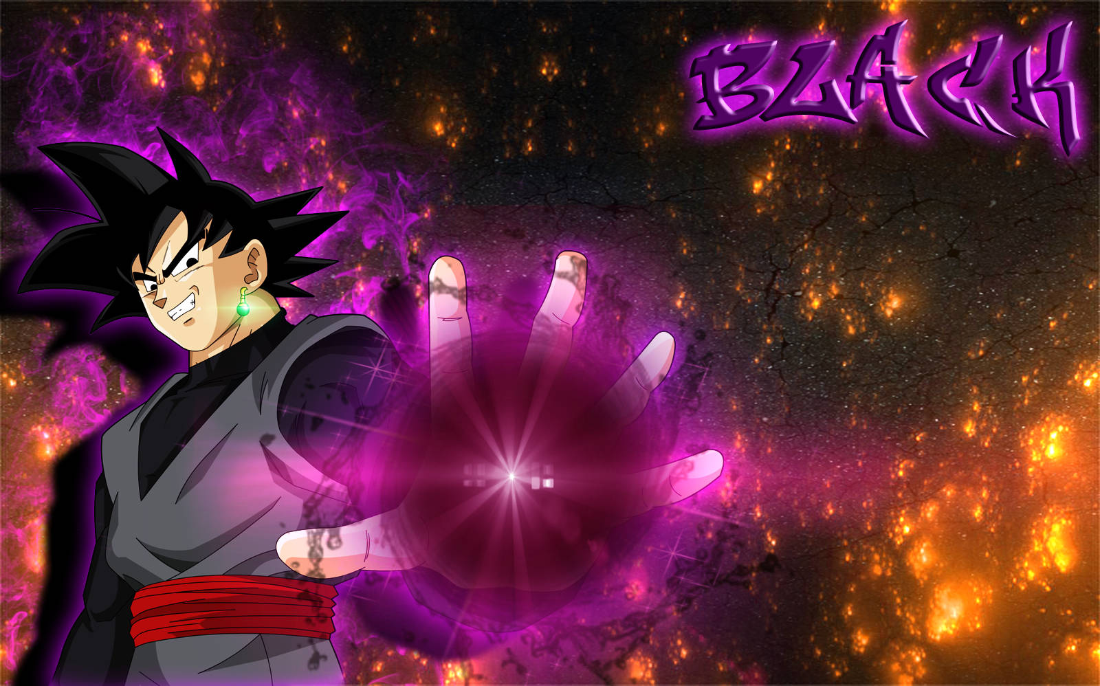 Goku Negru cu Orbul Roz-Închis Fundal