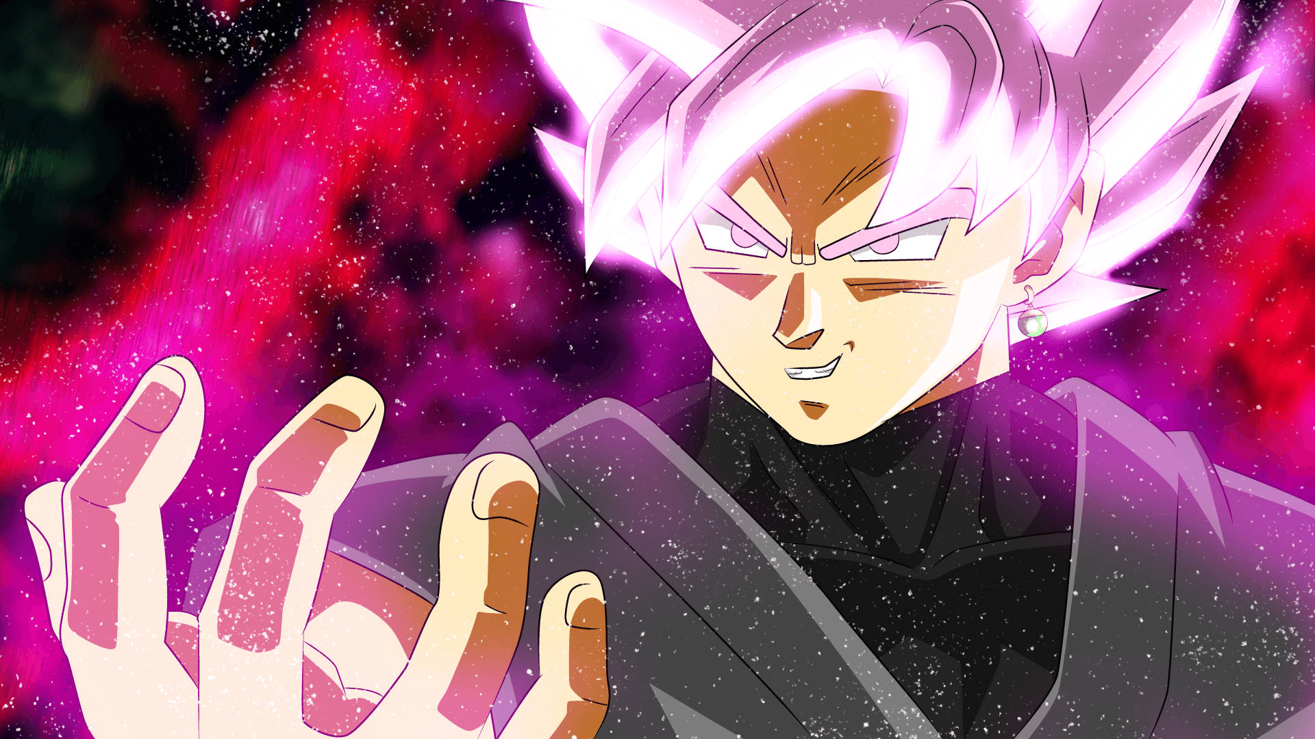 Goku negru cu păr roz strălucitor Fundal