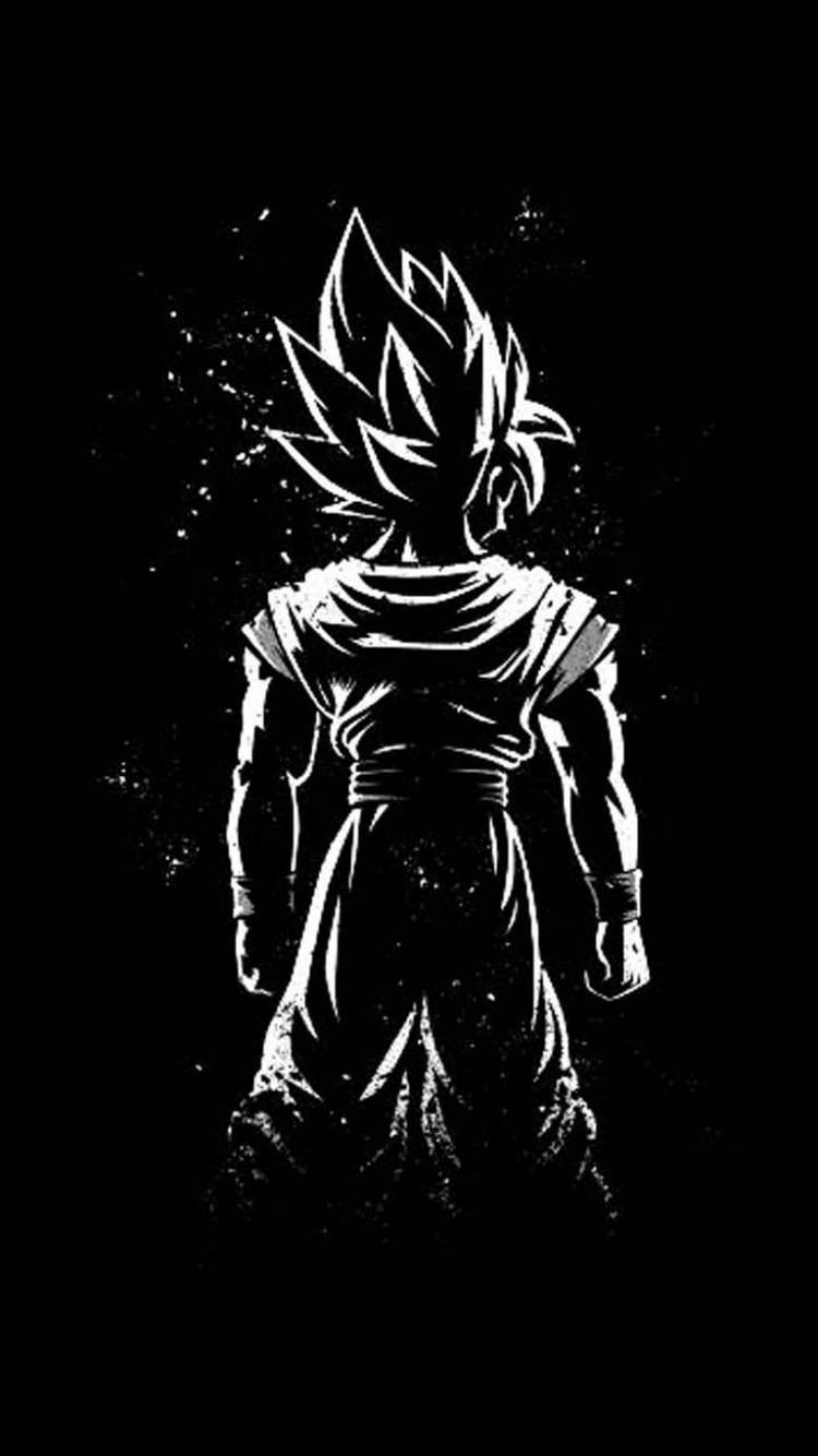 Goku Negru Monocrom Telefon Fundal
