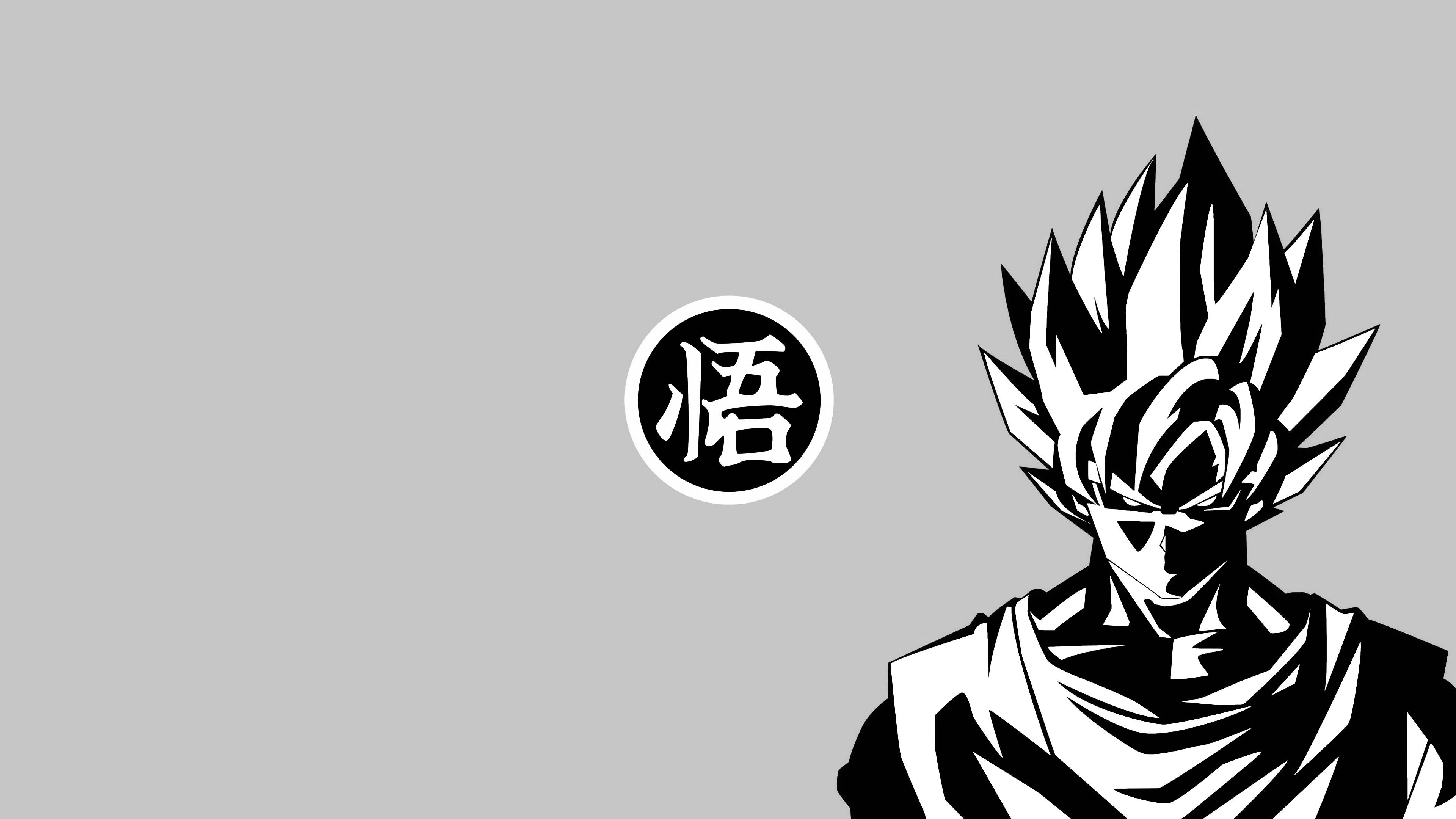 Goku Supărat în Alb și Negru Fundal