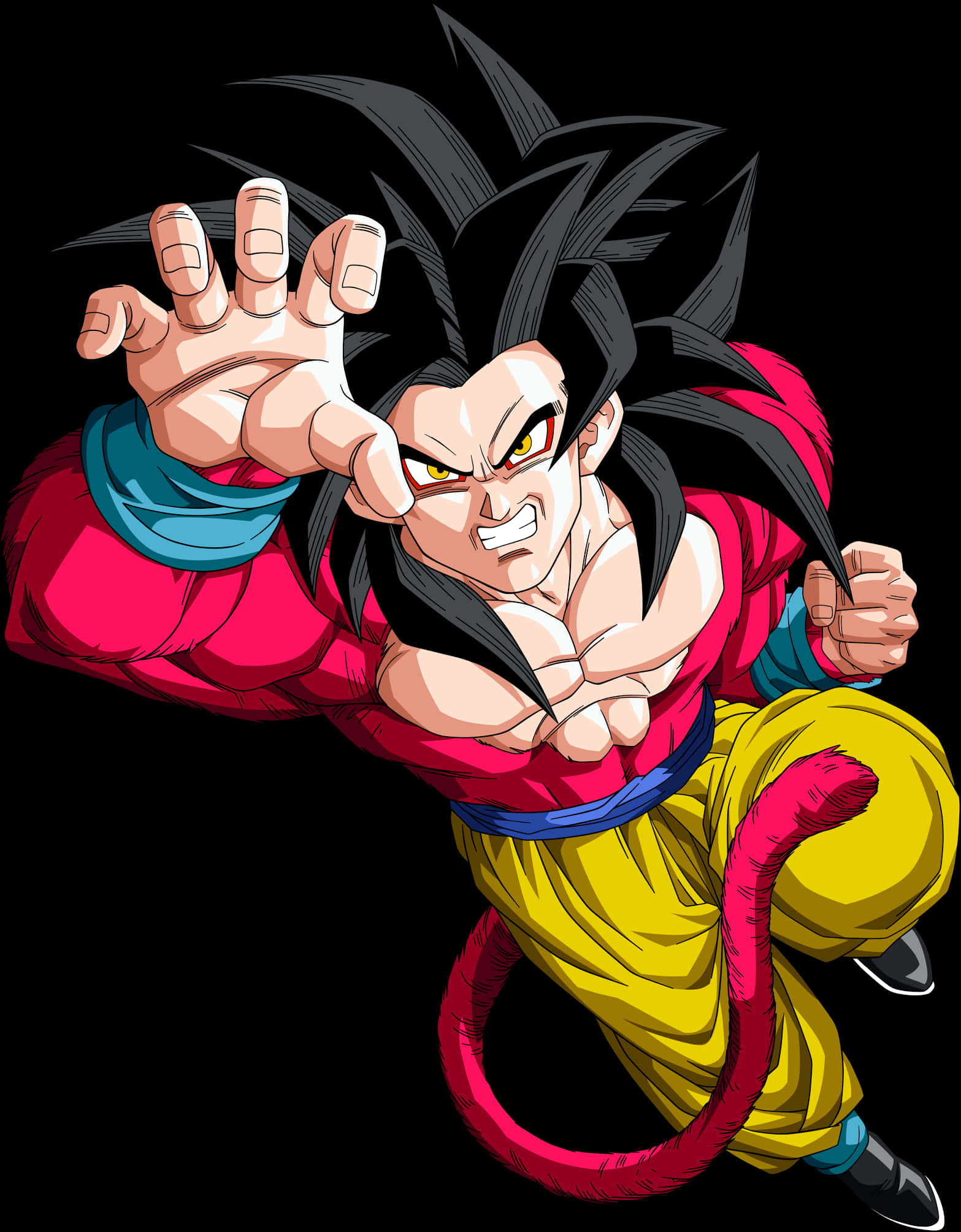 Goku Super Saiyan 4 în Poziție de Atac Fundal