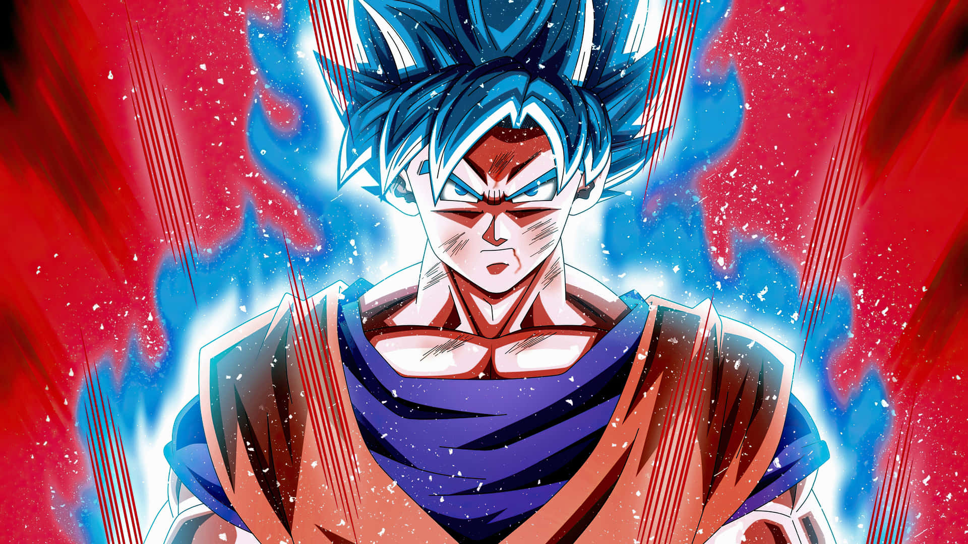 Goku Ultra Instinct albastru anime Fundal