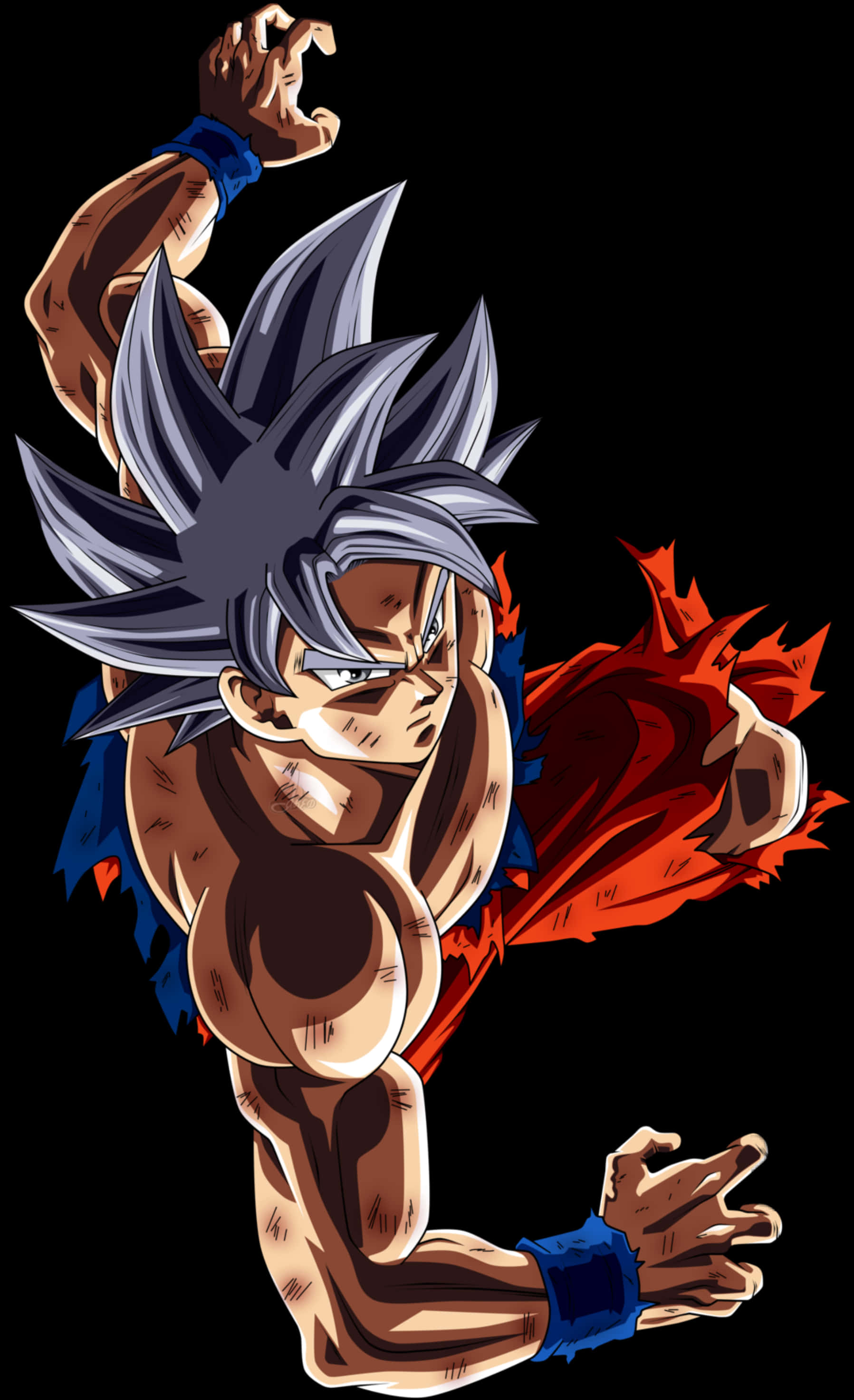 Goku Ultra Instinct în Poziție de Luptă Fundal