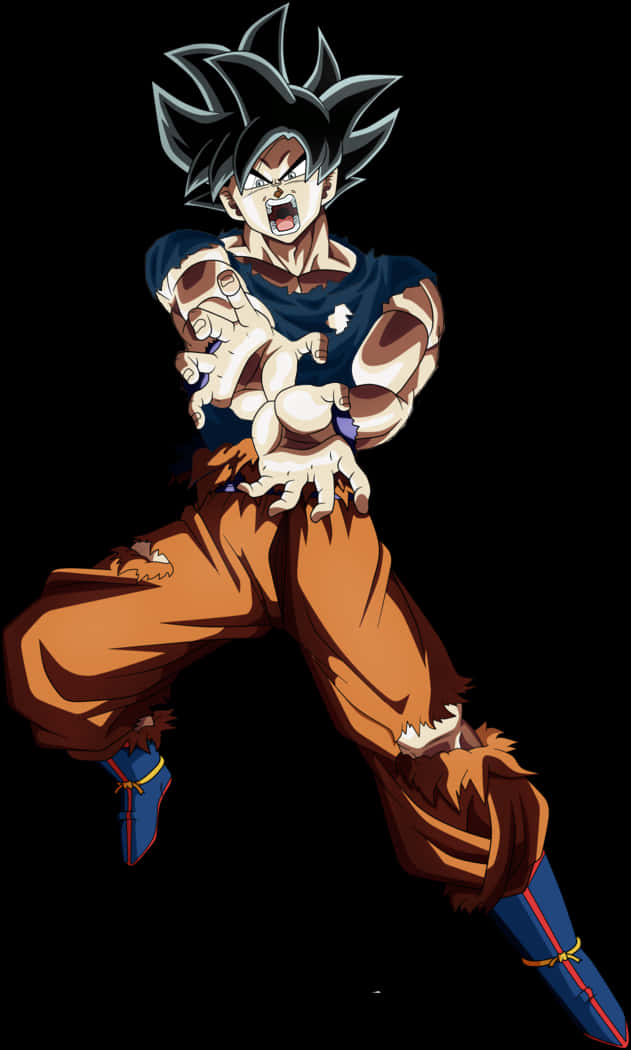 Goku Ultra Instinct în Poziție de Luptă Fundal