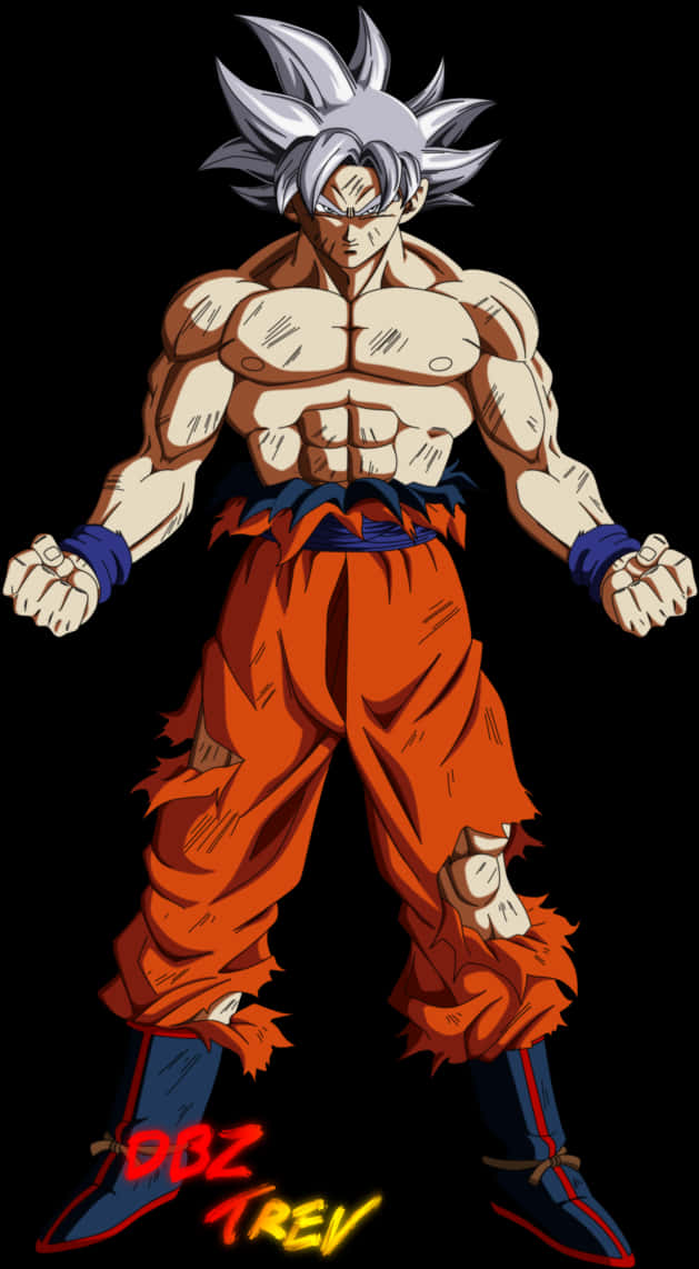 Goku Ultra Instinct în Poziție de Luptă Fundal