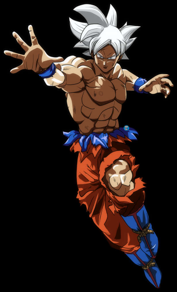 Goku Ultra Instinct în Poziție de Luptă Fundal