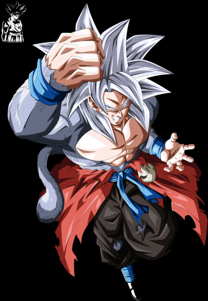 Goku Ultra Instinct în Poziție de Luptă Fundal