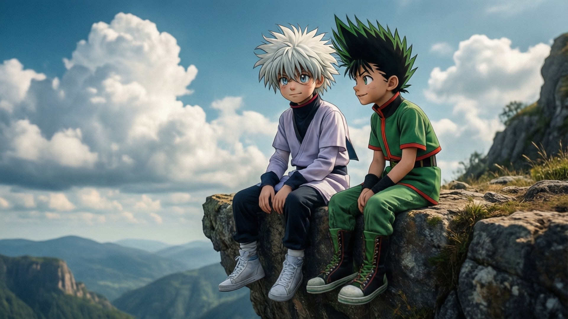 Gon și Killua privind norii Fundal