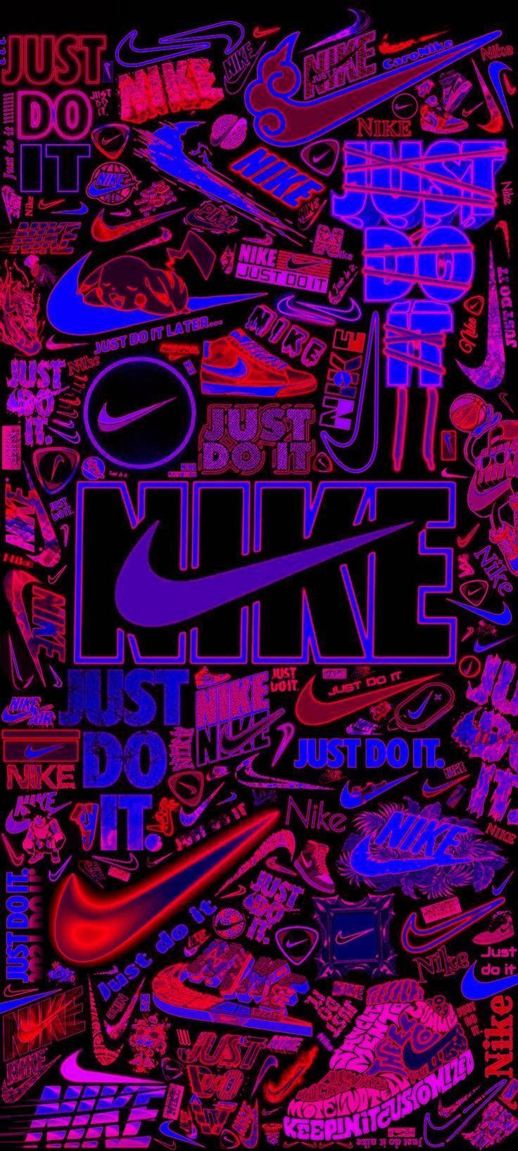 Graffiti Nike Roșu Violet Neon Fundal