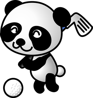 Grafică caricaturală cu panda golfist Fundal