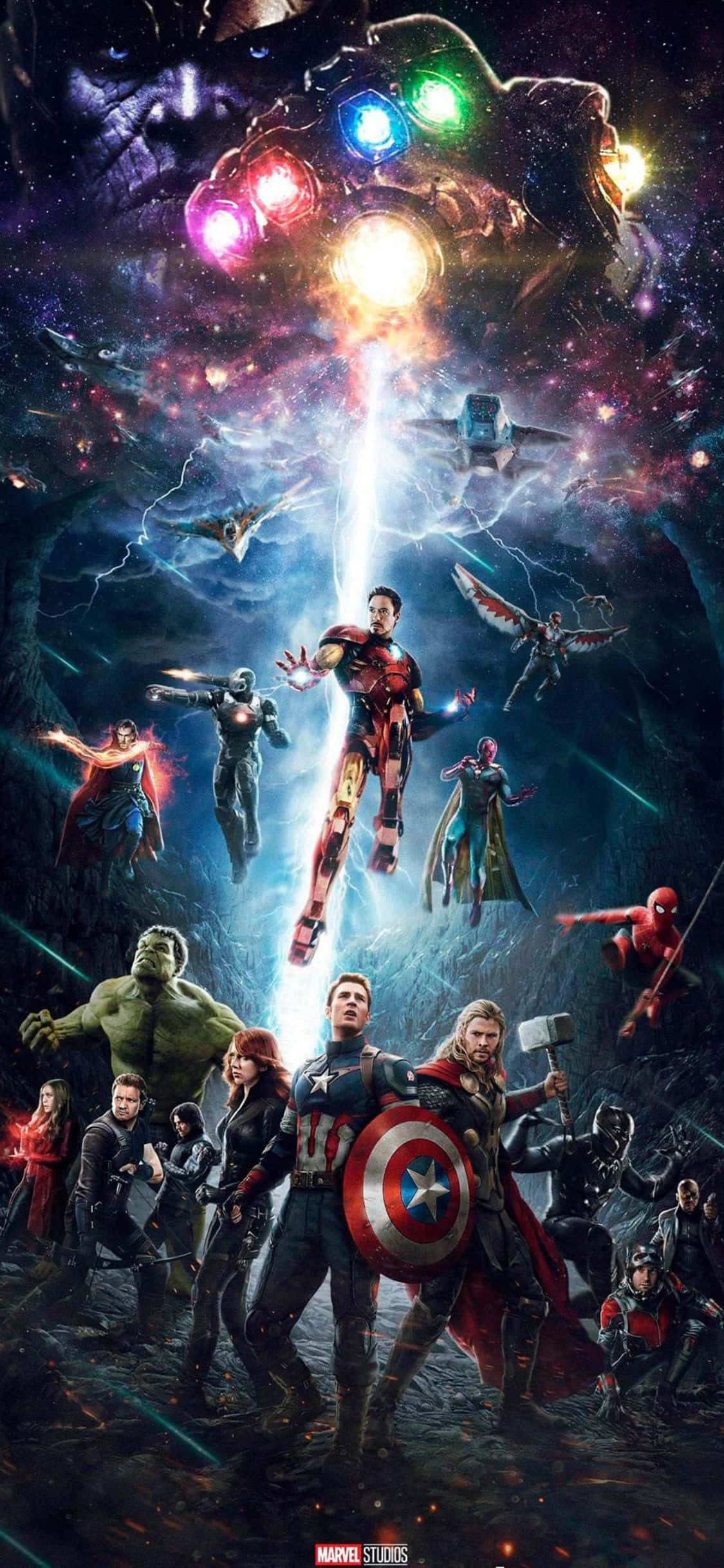 Grafică cool Avengers, fond Marvel pentru iPhone XS Fundal