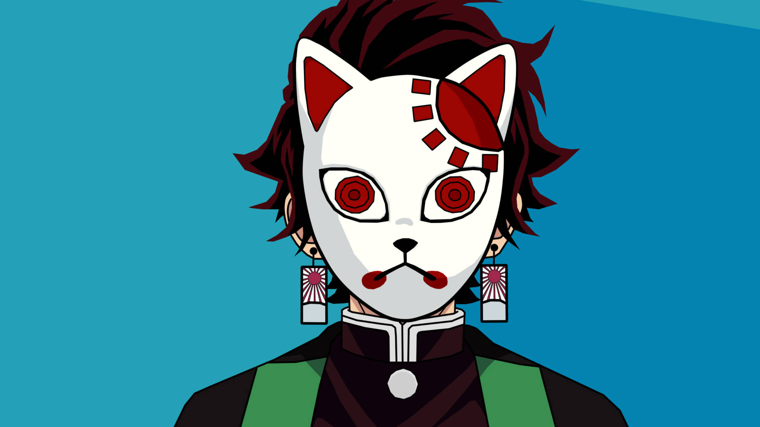 Grafică cu masca lui Tanjiro din Demon Slayer Fundal