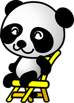 Grafică cu Panda Gândind pe Scaun Fundal