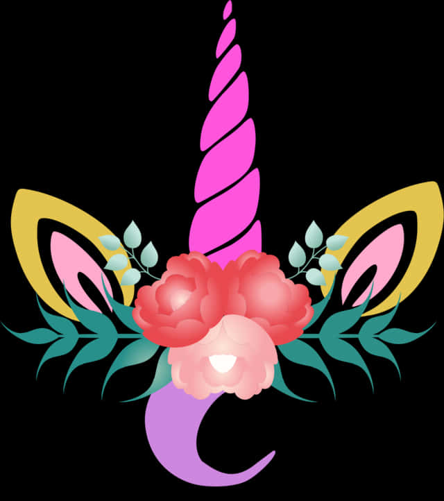 Grafică cu Unicorn Floral Fundal