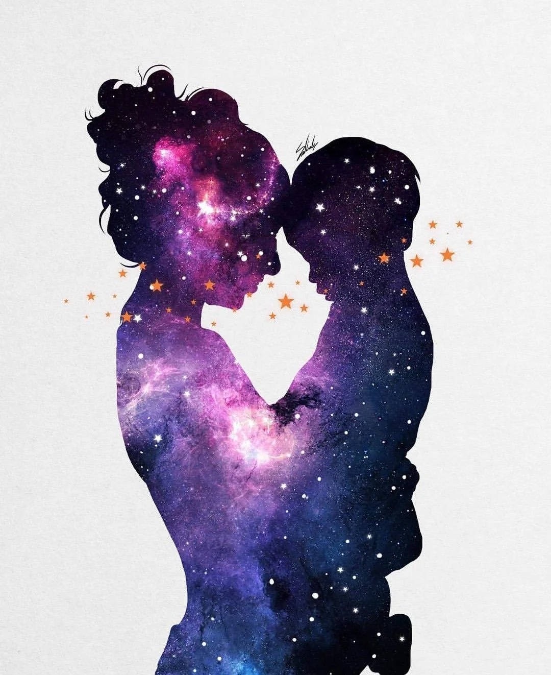 Grafică Galaxy Mamă și Fiică Fundal
