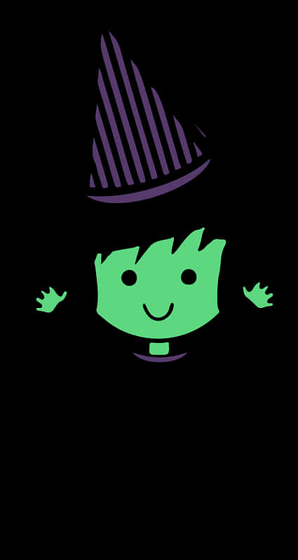 Grafică Vrăjitoare Caricatură Verde Fundal