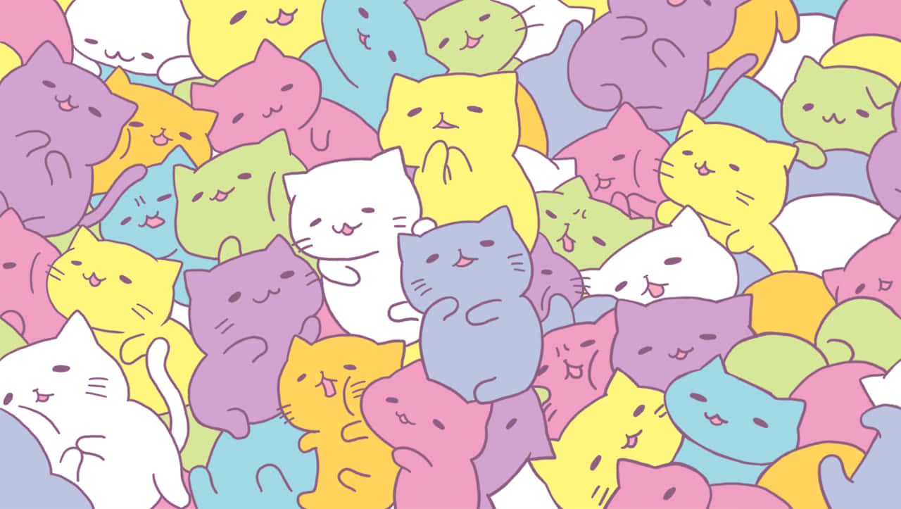 Grămadă Drăguță de Pisici Kawaii Fundal