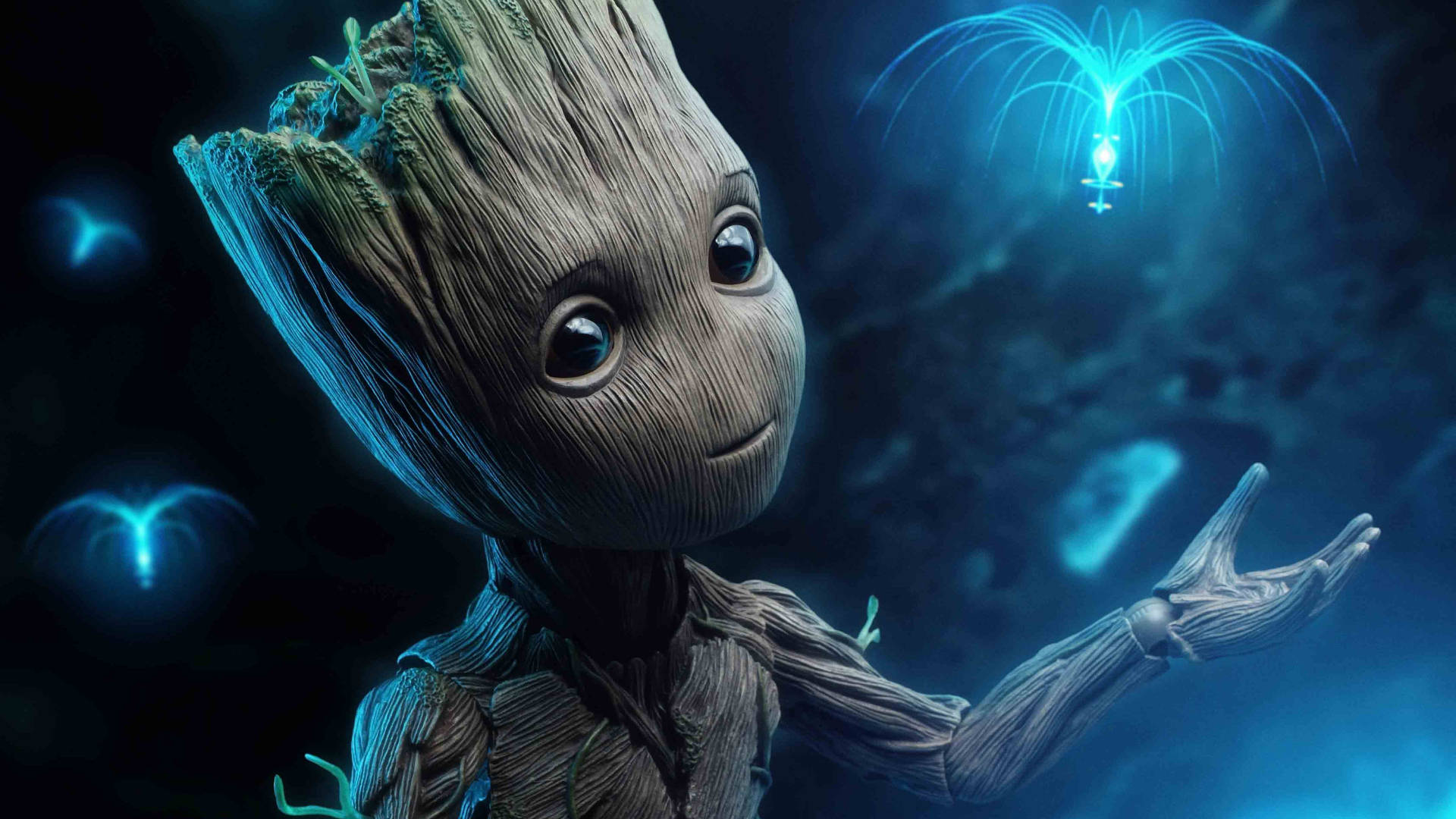 Groot cu Vâlvă Albastră 1920x1080 HD Fundal