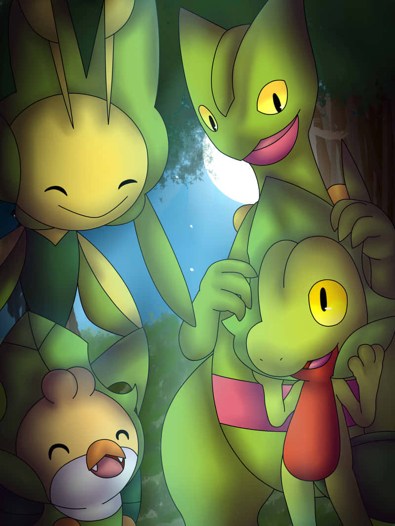 Grovyle cu Pokemon verzi Fundal