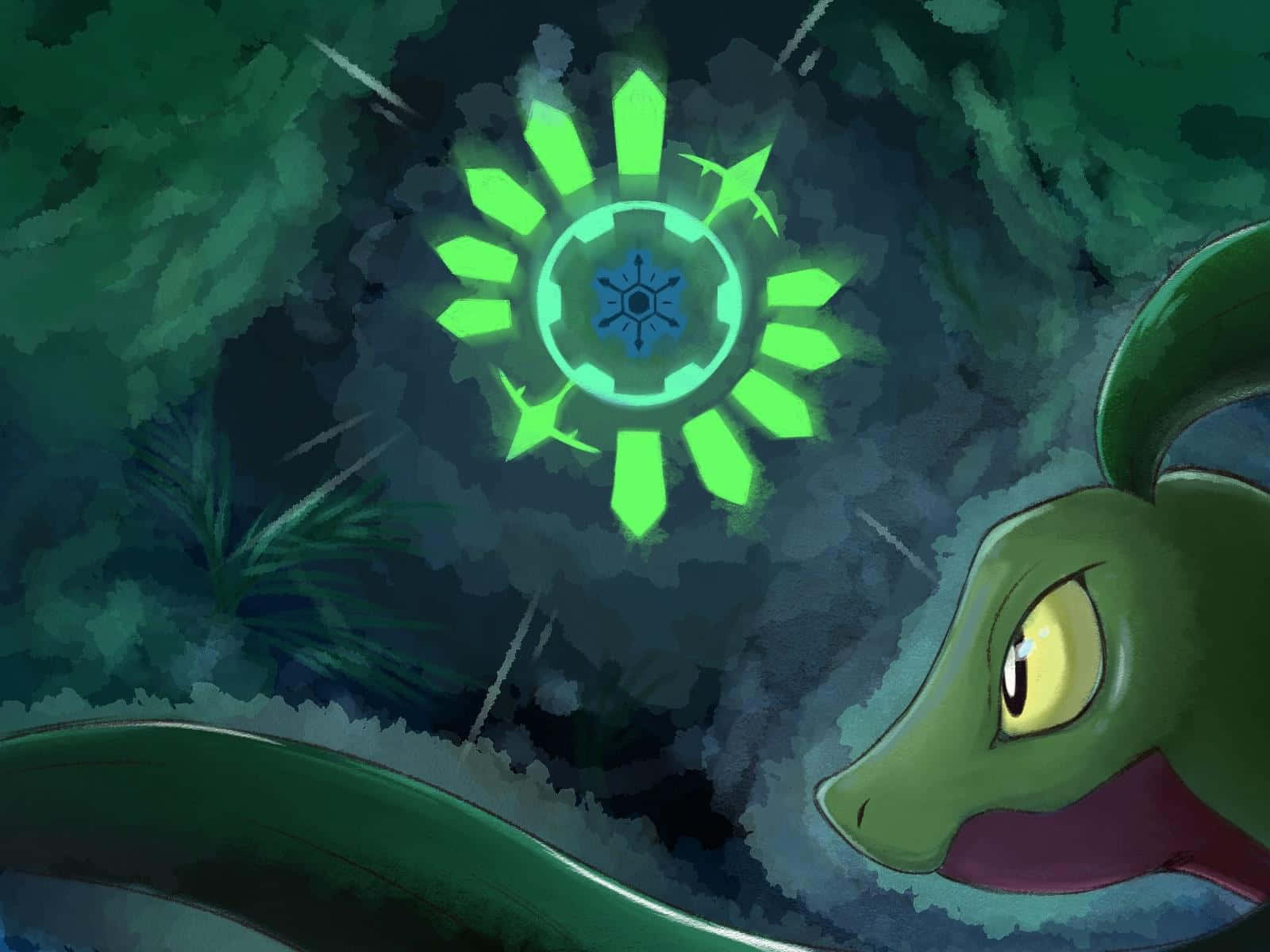 Grovyle înconjurat de bambus Fundal