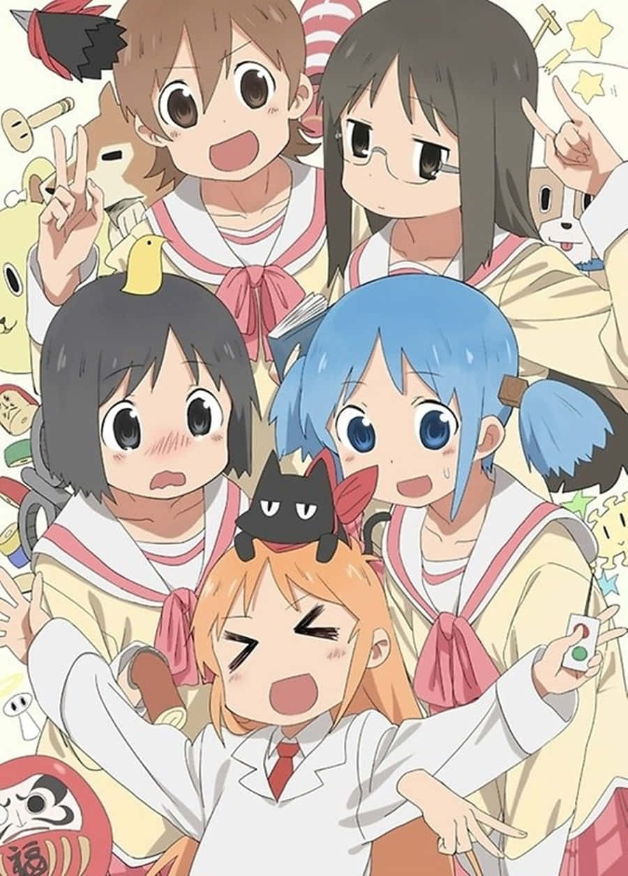Grup amuzant de prieteni anime Fundal