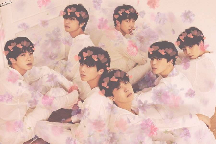 Grup BTS Drăguț cu Inimi și Vise în Ședință Foto Fundal