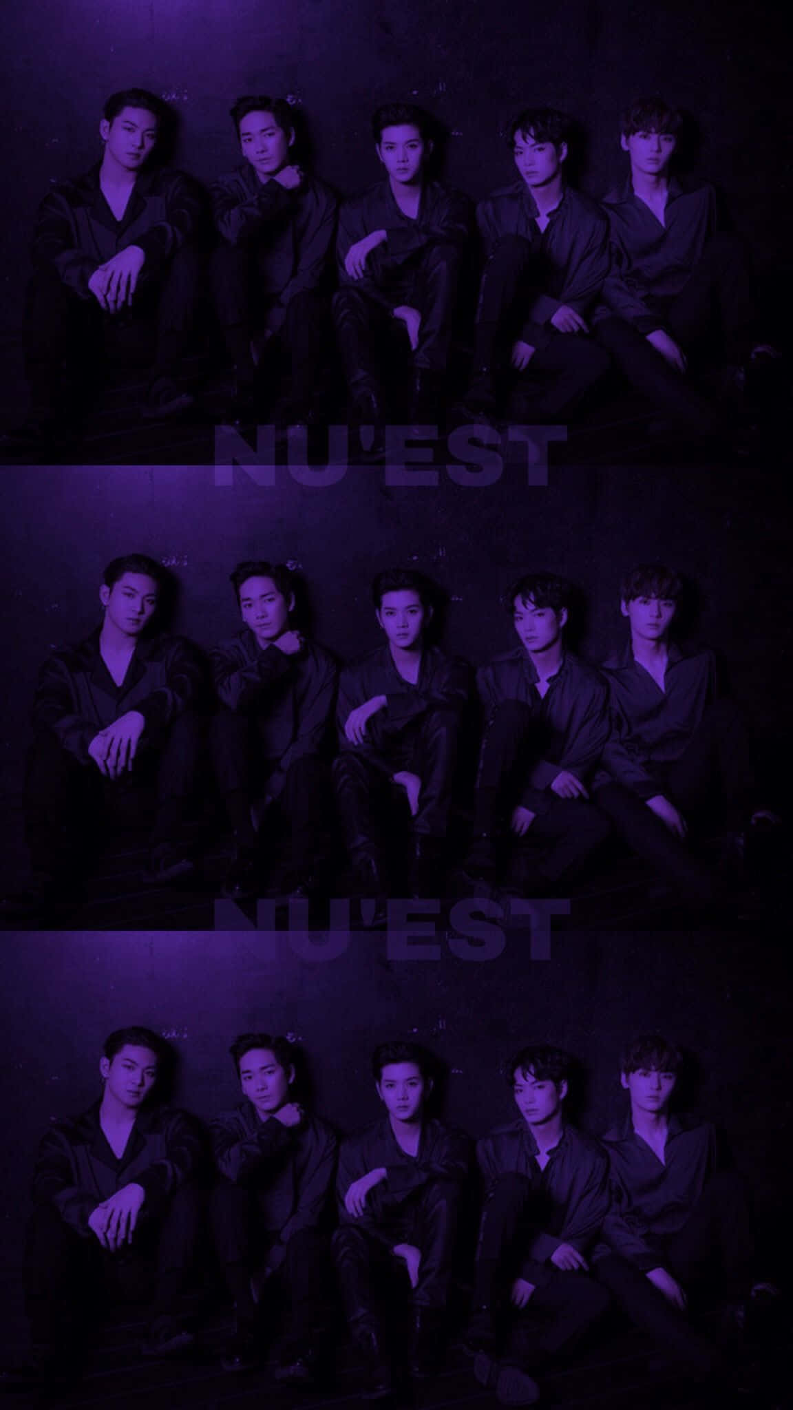 Grupul Kpop Nuest în Violet Închis Fundal