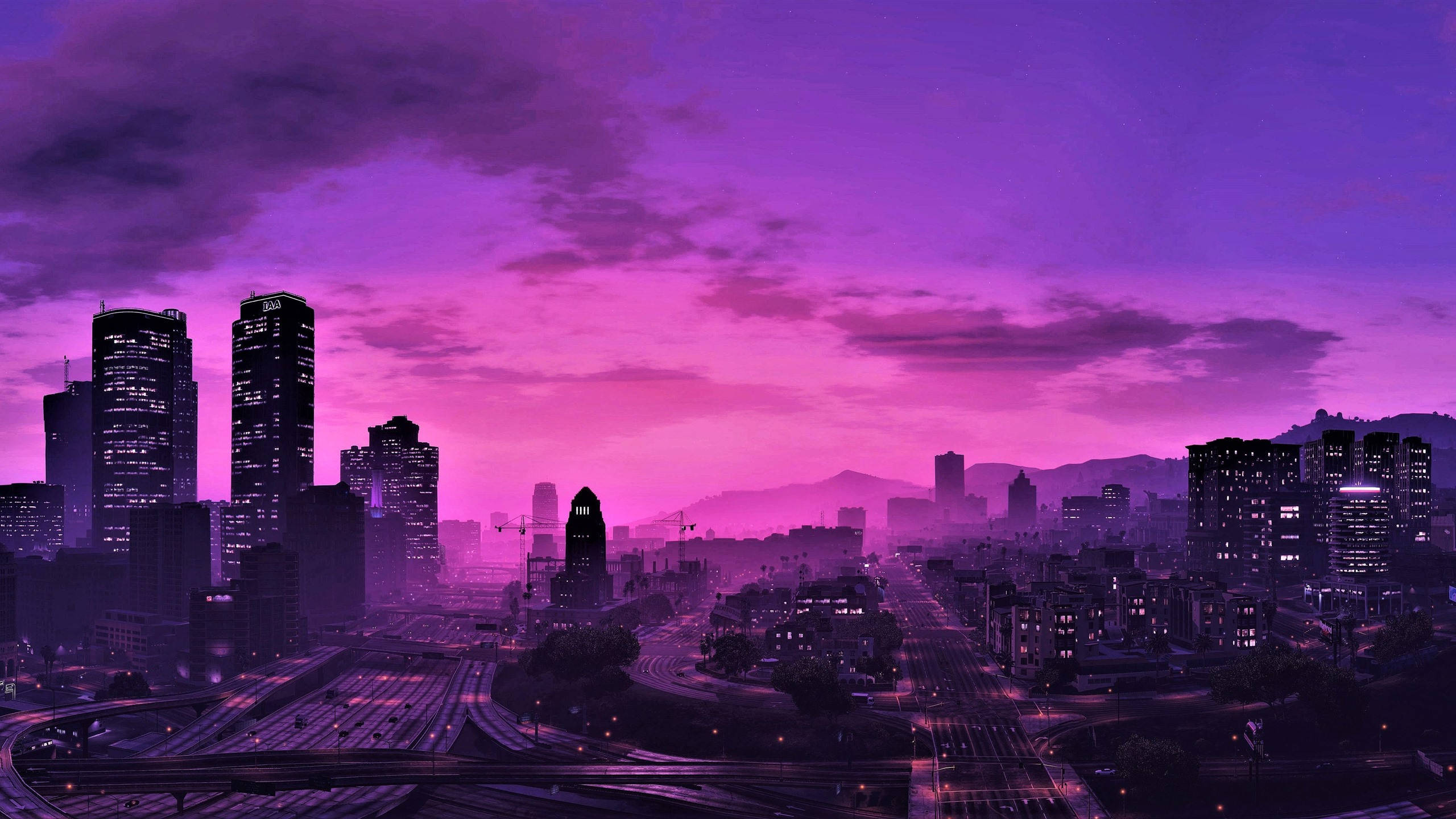GTA 5 2560x1440 Cer Nocturn Violet Fundal