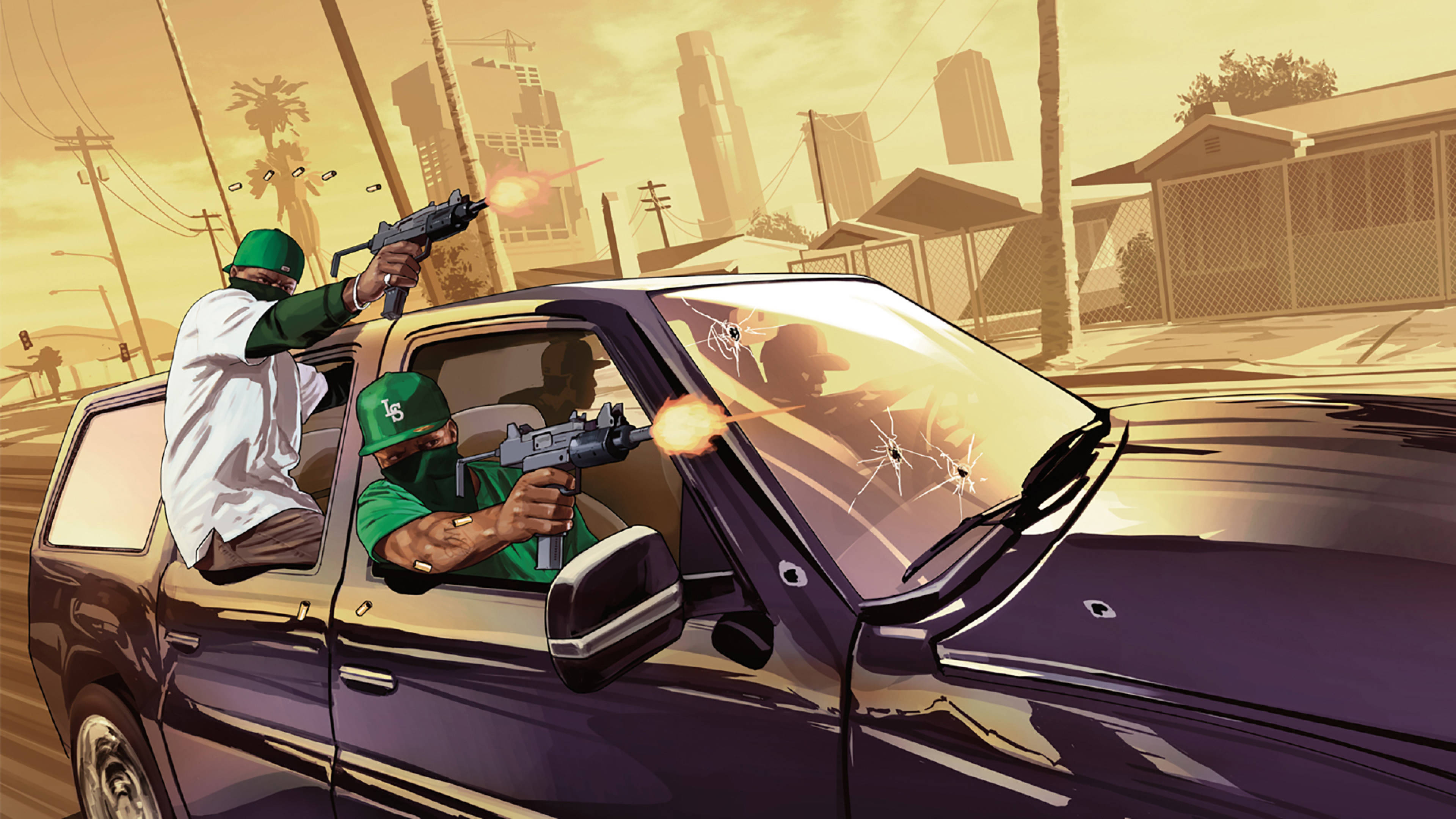 GTA SA 4K împușcături în mașină Fundal