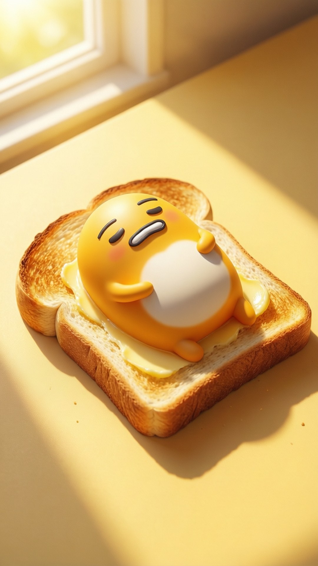 Gudetama Lenișă pe Pâine Prăjită Fundal