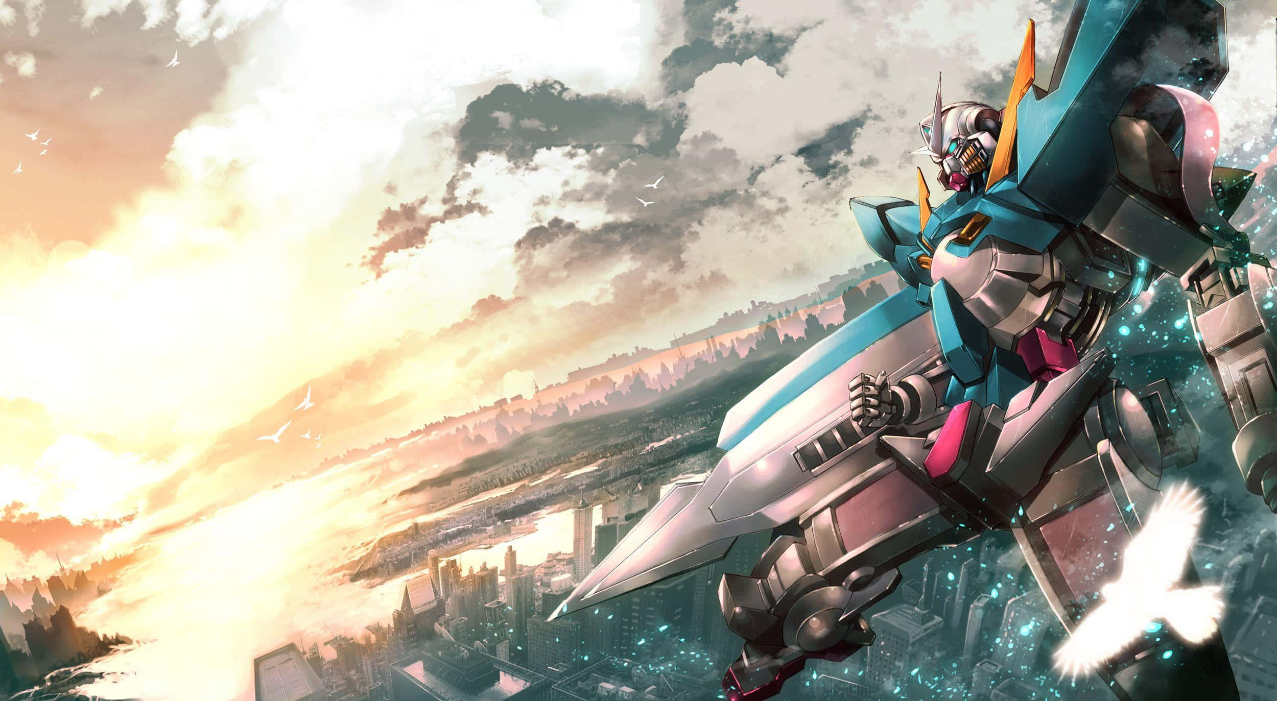 Gundam Teal pentru Desktop Fundal