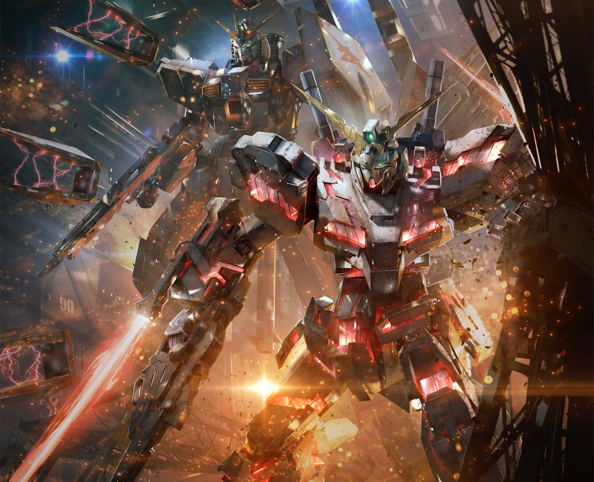 "Gundam-ul iconic își arată puterea pe câmpul de luptă" Fundal