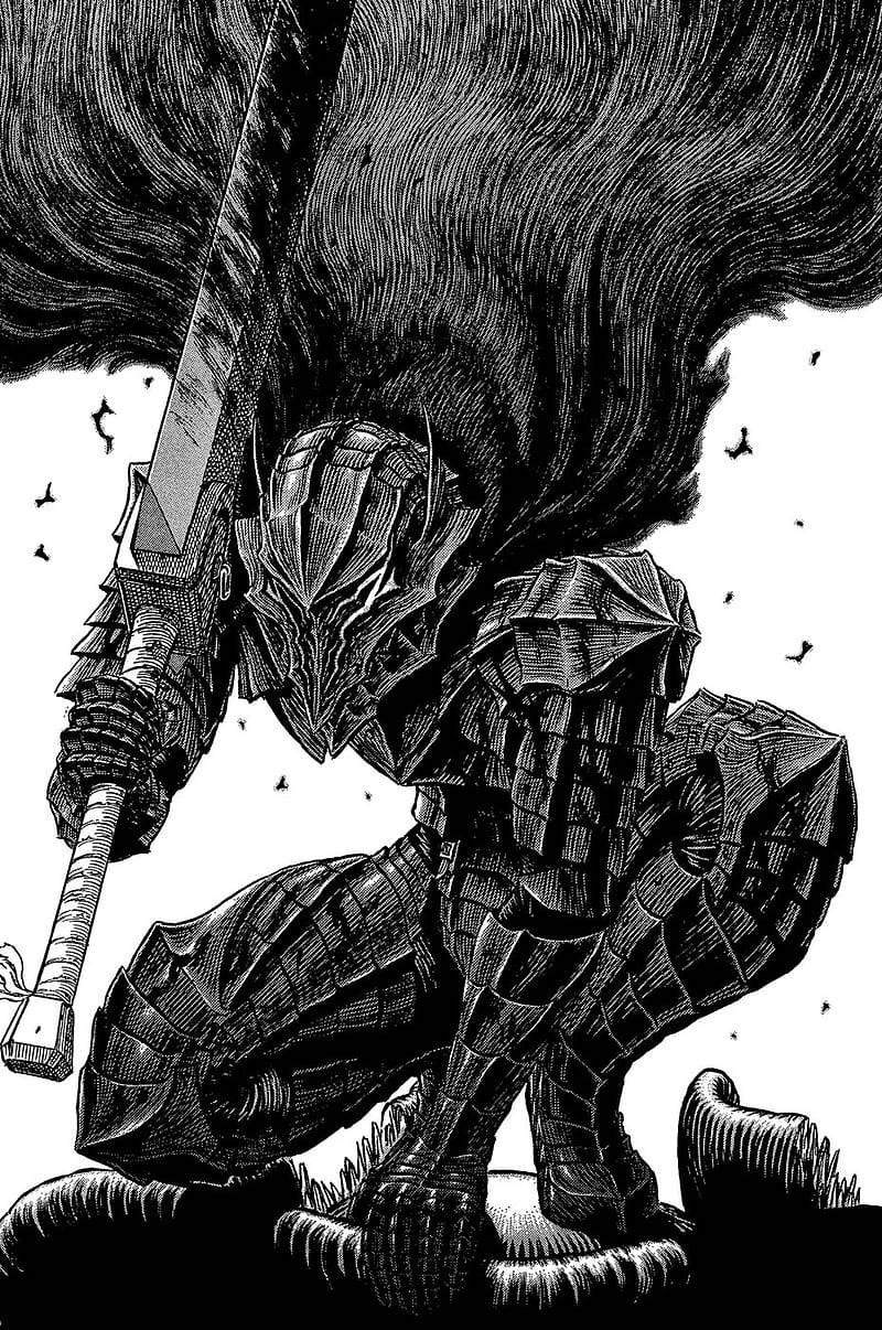 Guts în Armură Completă din Berserk Fundal
