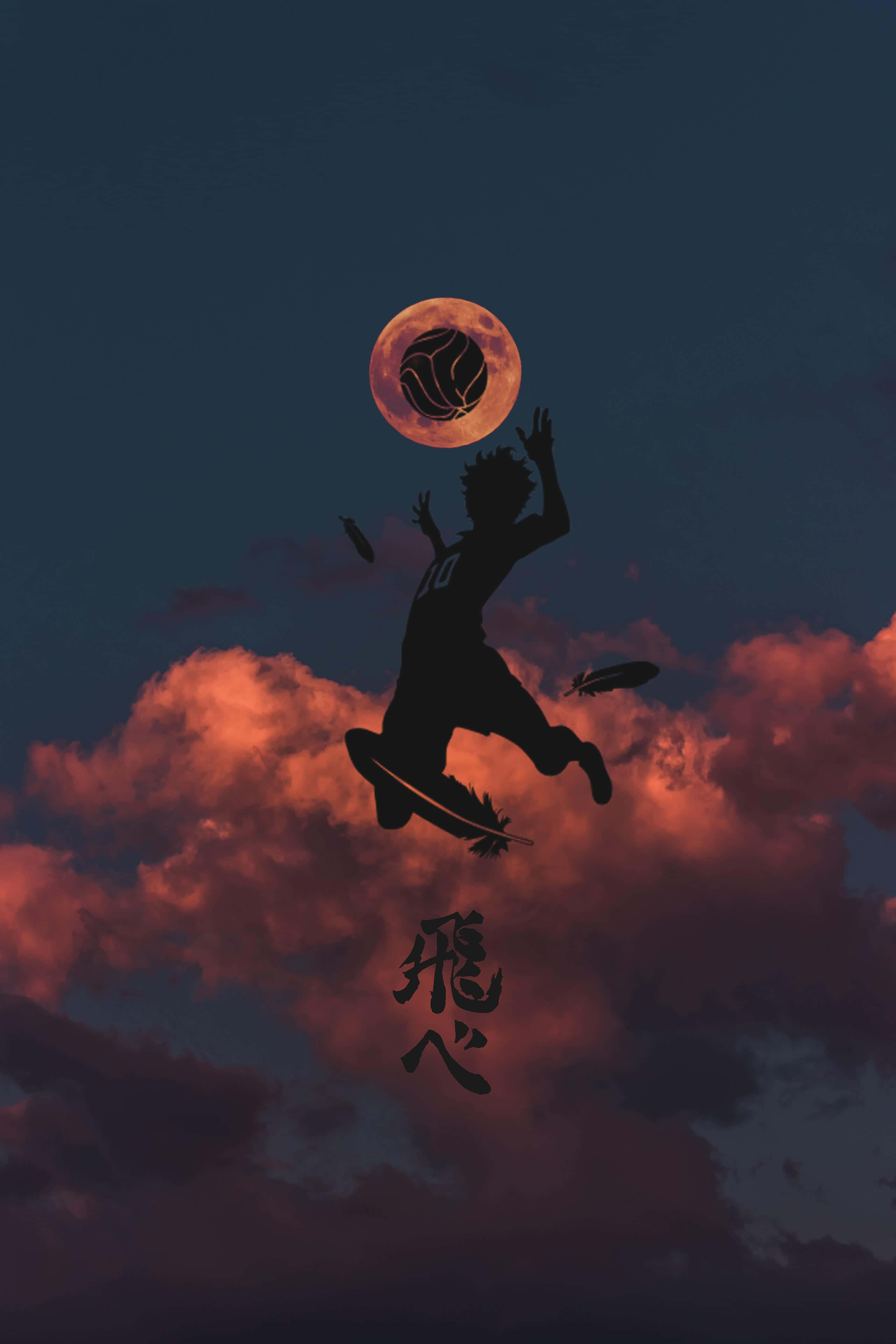 Haikyuu iPhone Shoyo Hinata Siluetă Artă Digitală Fundal