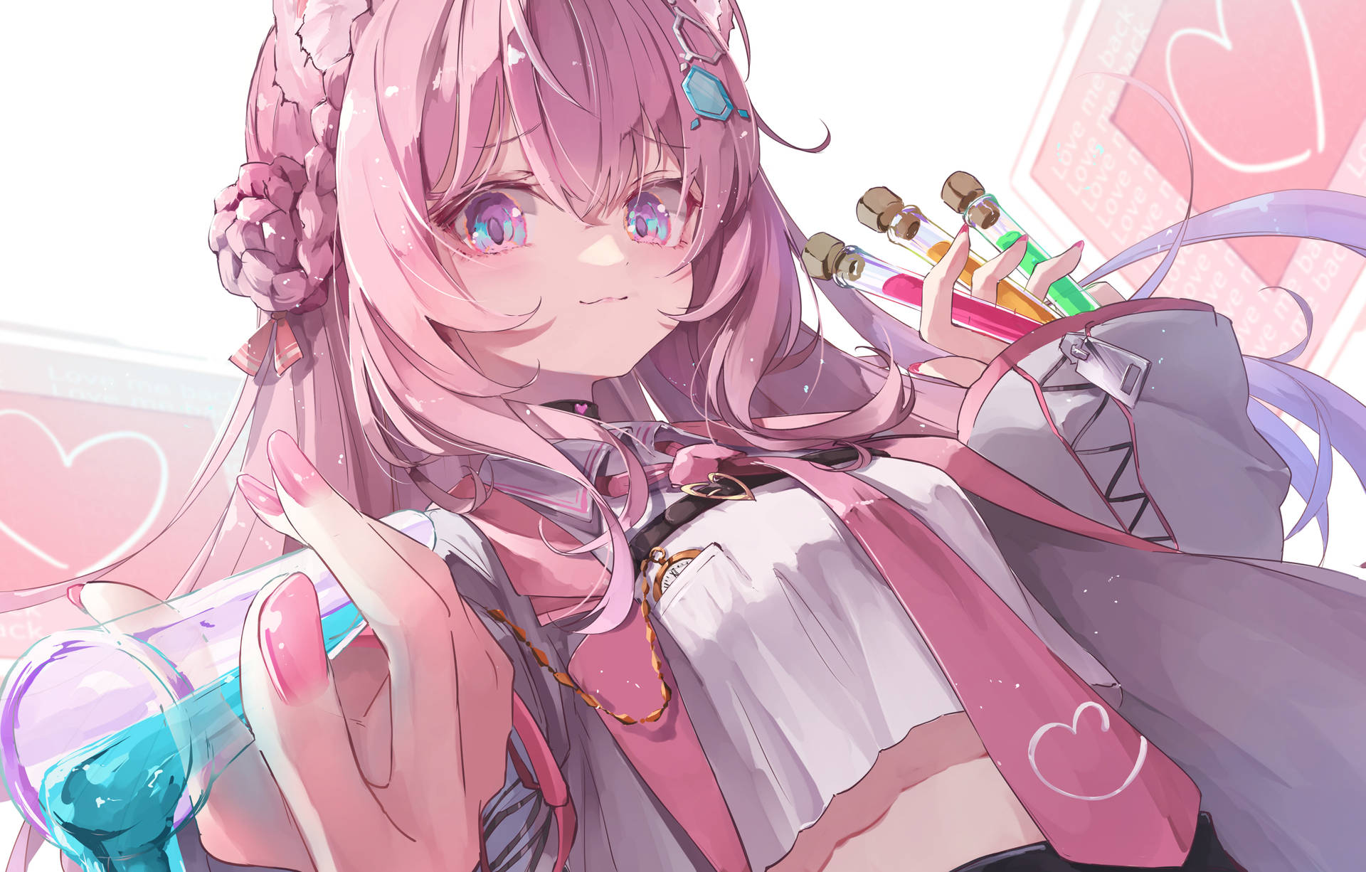 Hakui Koyori Hololive în roz pastel — Anime drăguț GIF Fundal