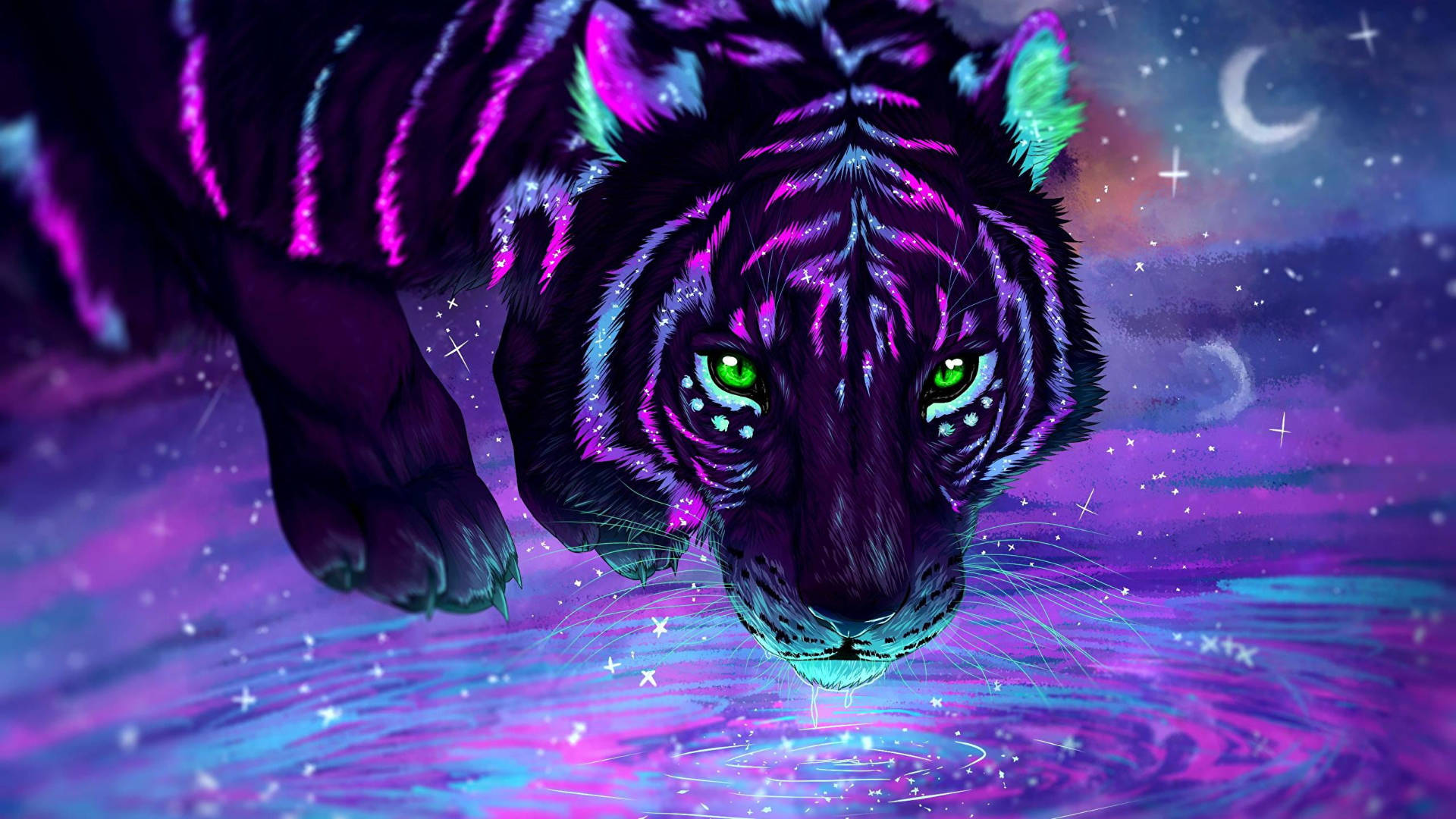 Harimau Mov Neon Fundal