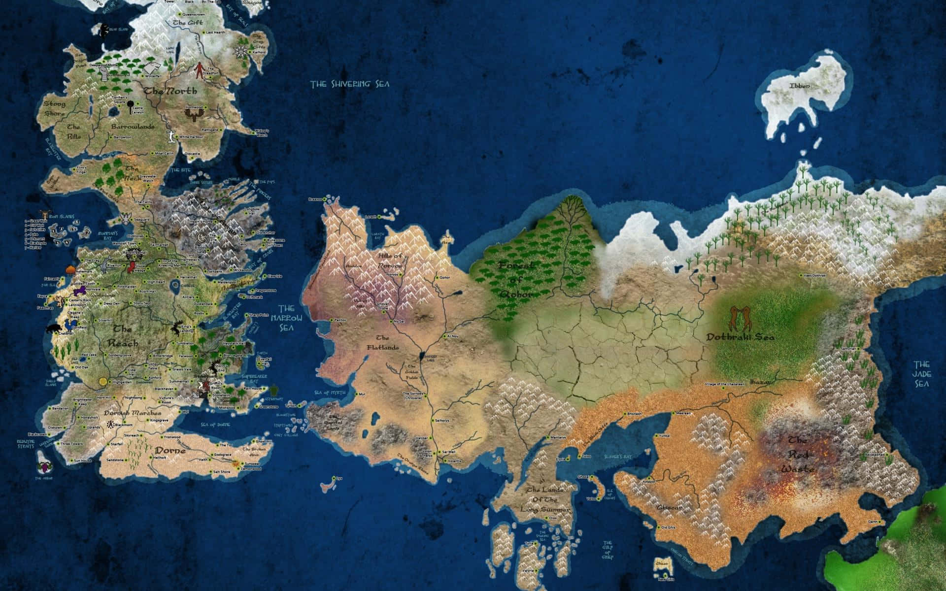 Harta Game of Thrones Lumea Cunoscută Estetică Albastră Fundal