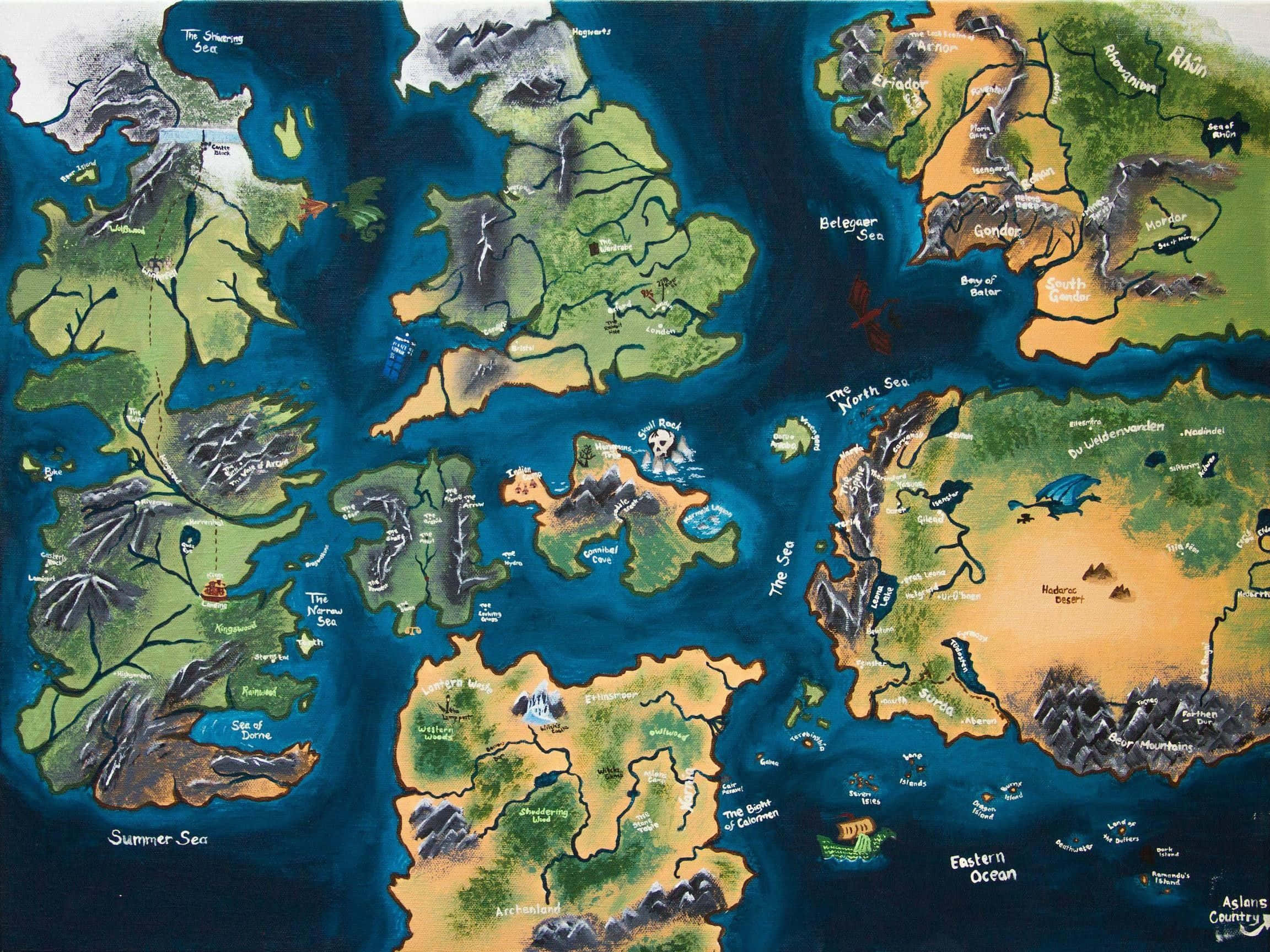 Harta Game of Thrones Westeros Essos Fundal