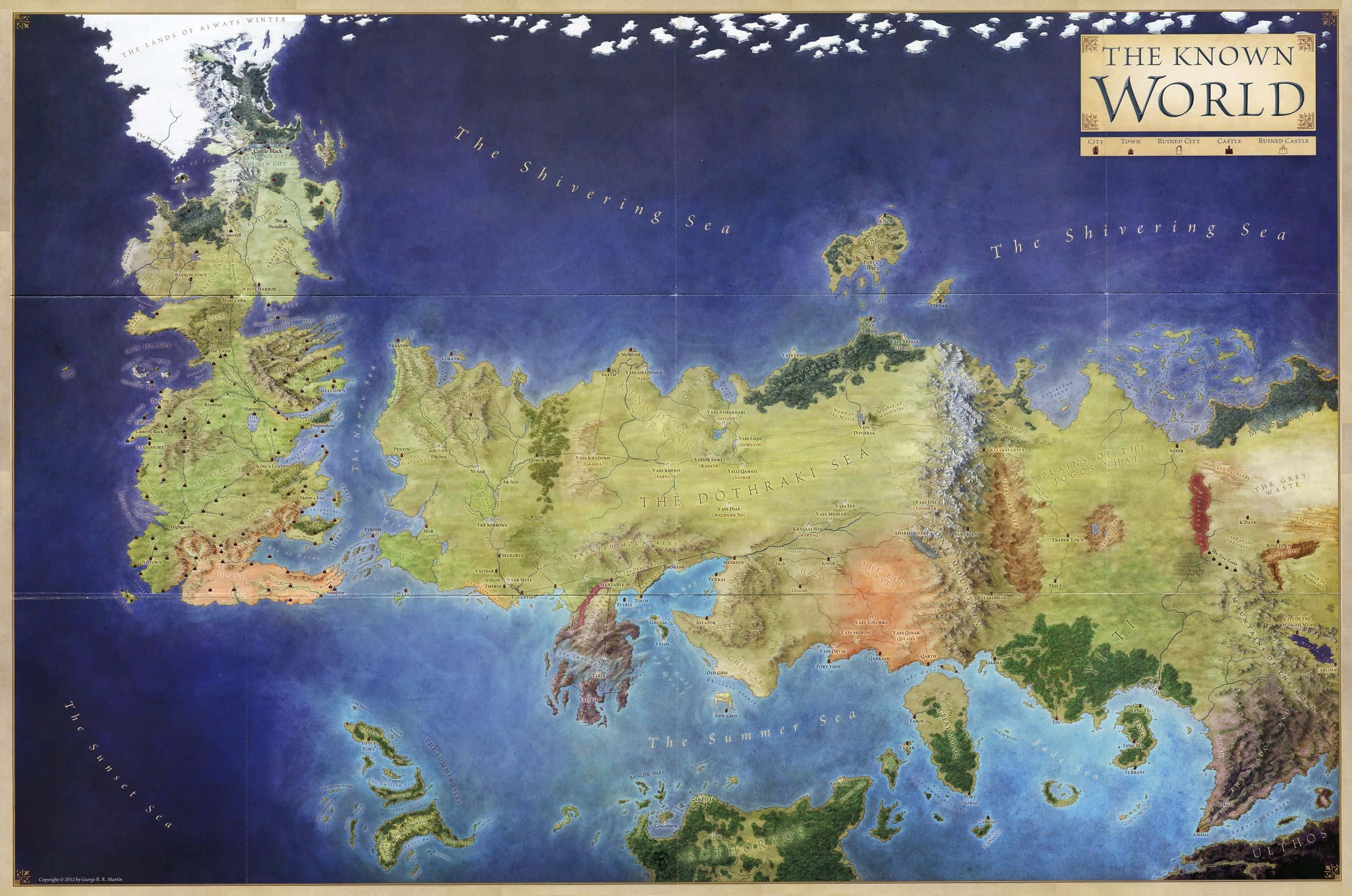 Harta Lumii Cunoscute din Game of Thrones Fundal